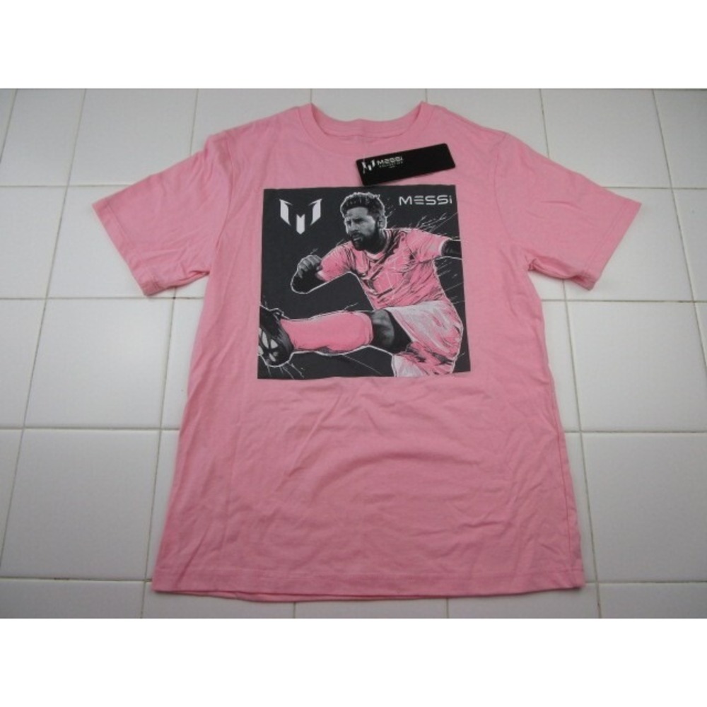 Messi Collection T-Shirt Pink Youth Top Soccer Futbol Size Large 14/16
